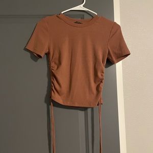 Zara Ruched Tie Side Cropped Top
